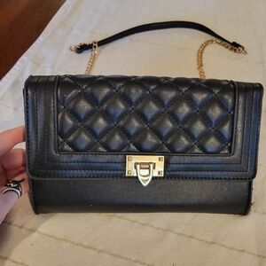 Black Quilted Crossbody Bag by Olivia Miller